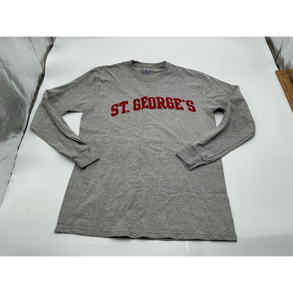 Vtg Champion St Georges‎ Embroidered T Shirt Gray Medium g